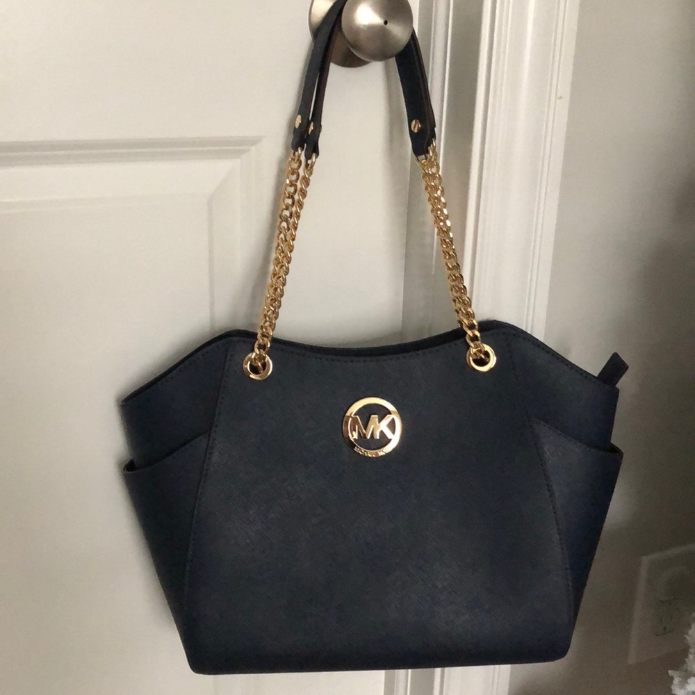 Michael Kors Navy Saffiano Jet Set Travel Tote